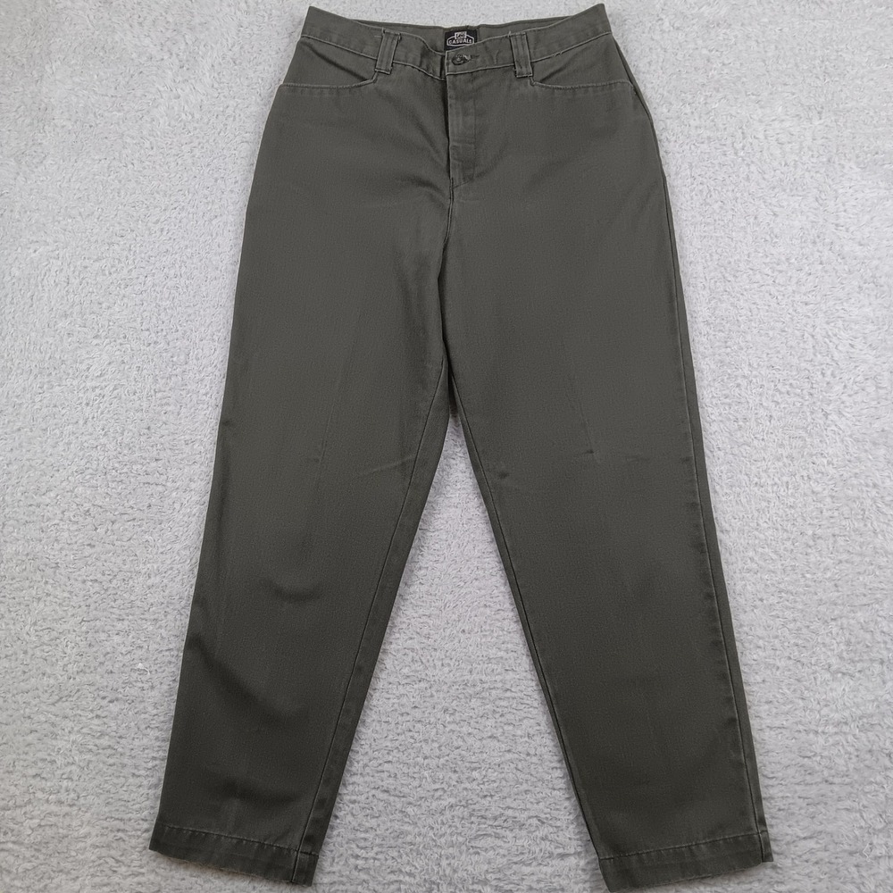 VTG Lee Casuals Pants Women 2 PET Olive Green Tapered High Rise 7643101